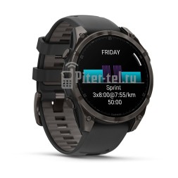 Умные часы Garmin Fenix 8 47mm Amoled Sapphire Carbon Grey DLC Титановый с черным ремешком