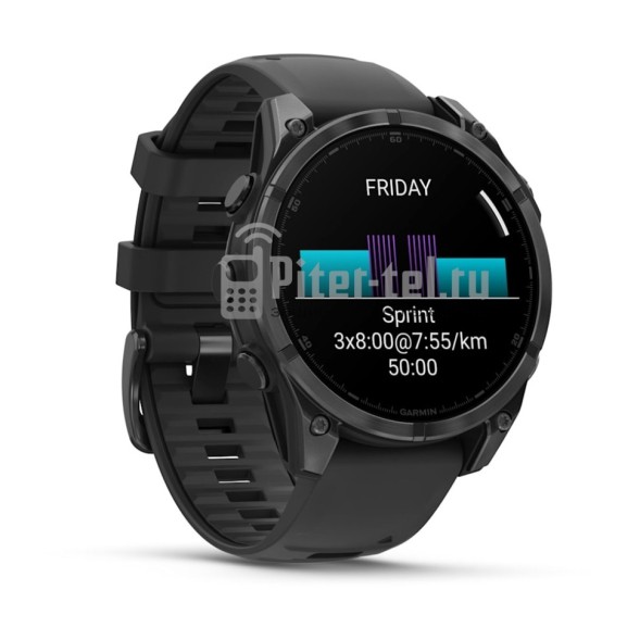 Умные часы Garmin Fenix 8 47mm Amoled Slate Carbon Grey с черным ремешком