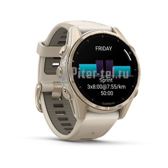 Умные часы Garmin Fenix 8 43mm Amoled Sapphire Soft Gold DLC Титановый с дымчато-серым ремешком