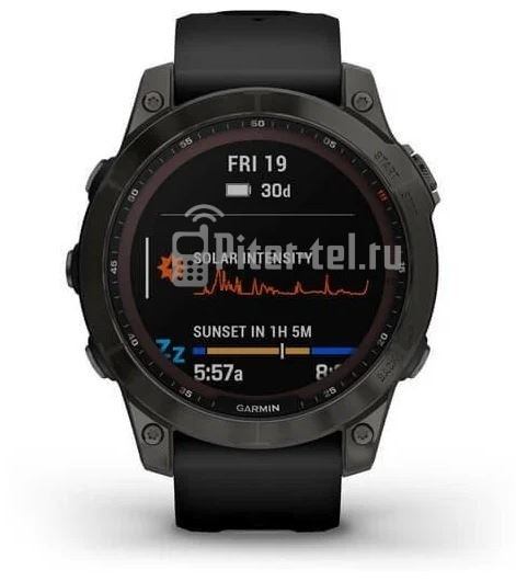 Умные часы Garmin Fenix 7S Sapphire Solar, титановый угольно-серый с черным ремешком